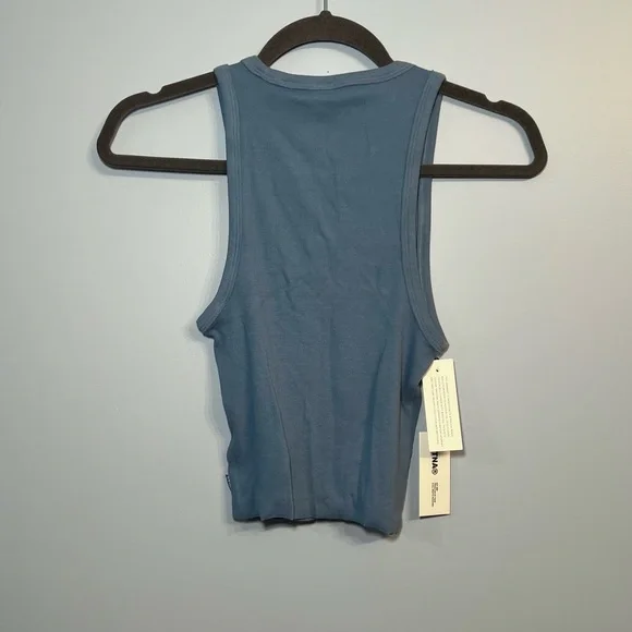 TNA Blue Cropped Ribbed Tank Top - Picture 4 of 4